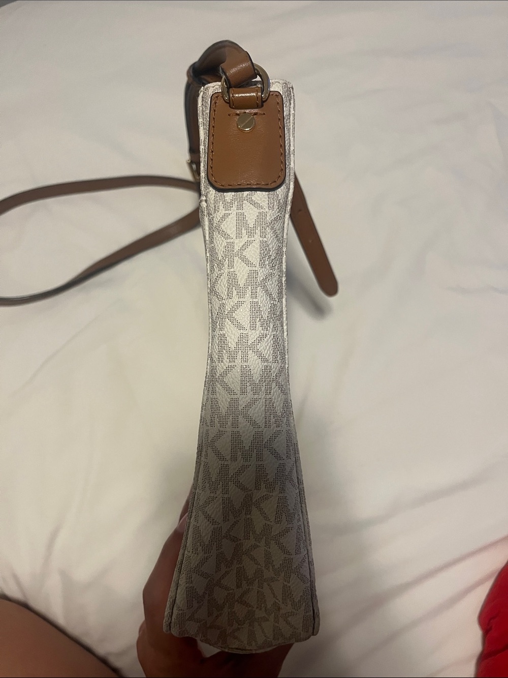 Michael Kors Beige Monogram Crossbody with Brown Strap - Picture 15 of 16